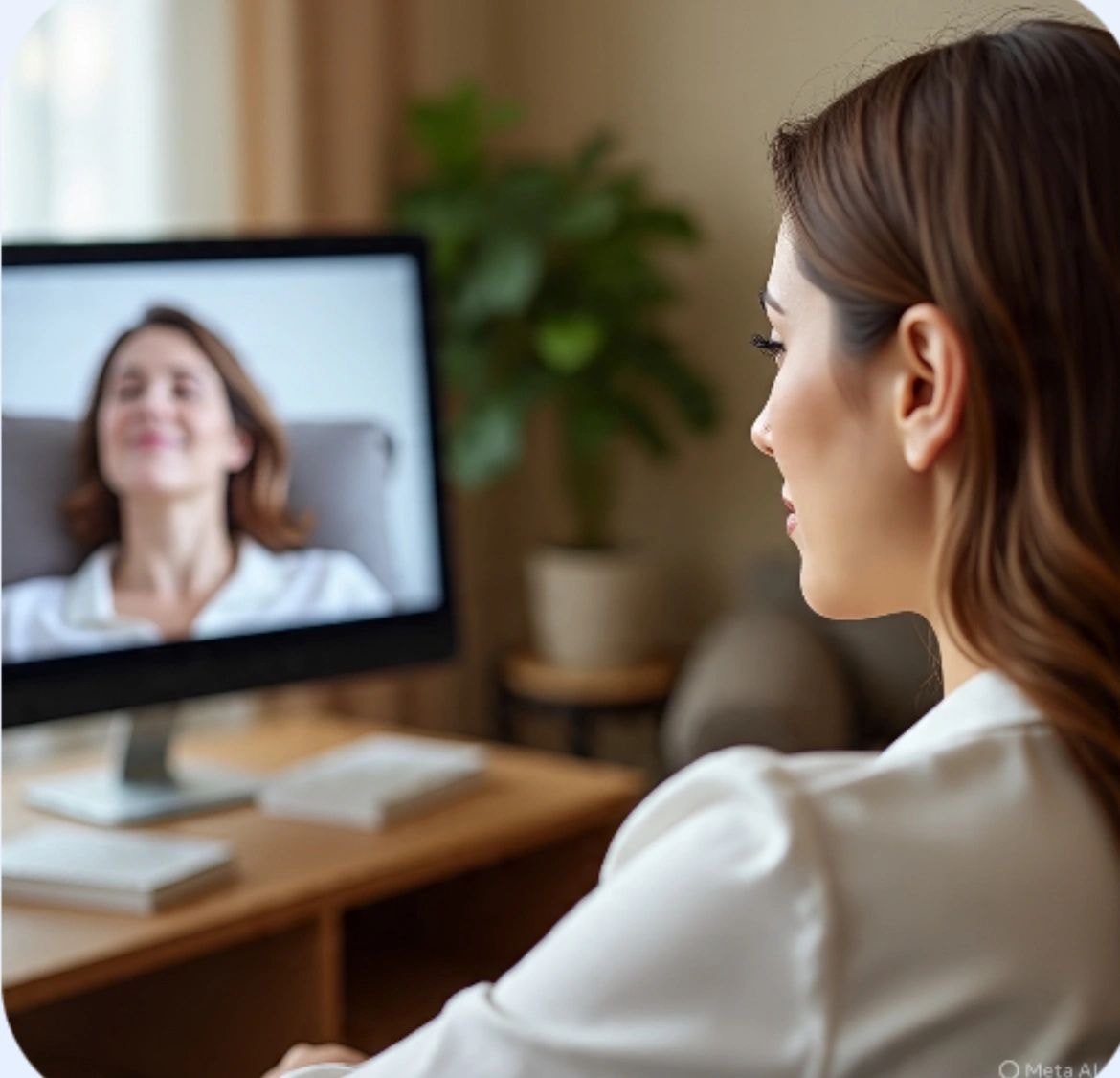 Virtual hypnotherapy session on video call