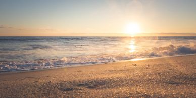 Serene beach at golden hour